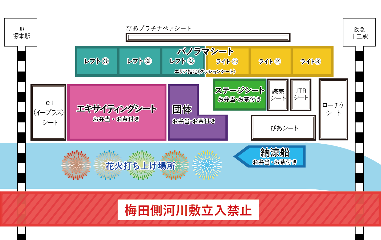 ★完全指定席★2枚セット★なにわ淀川花火大会★有料観覧席★チケット★ペア★