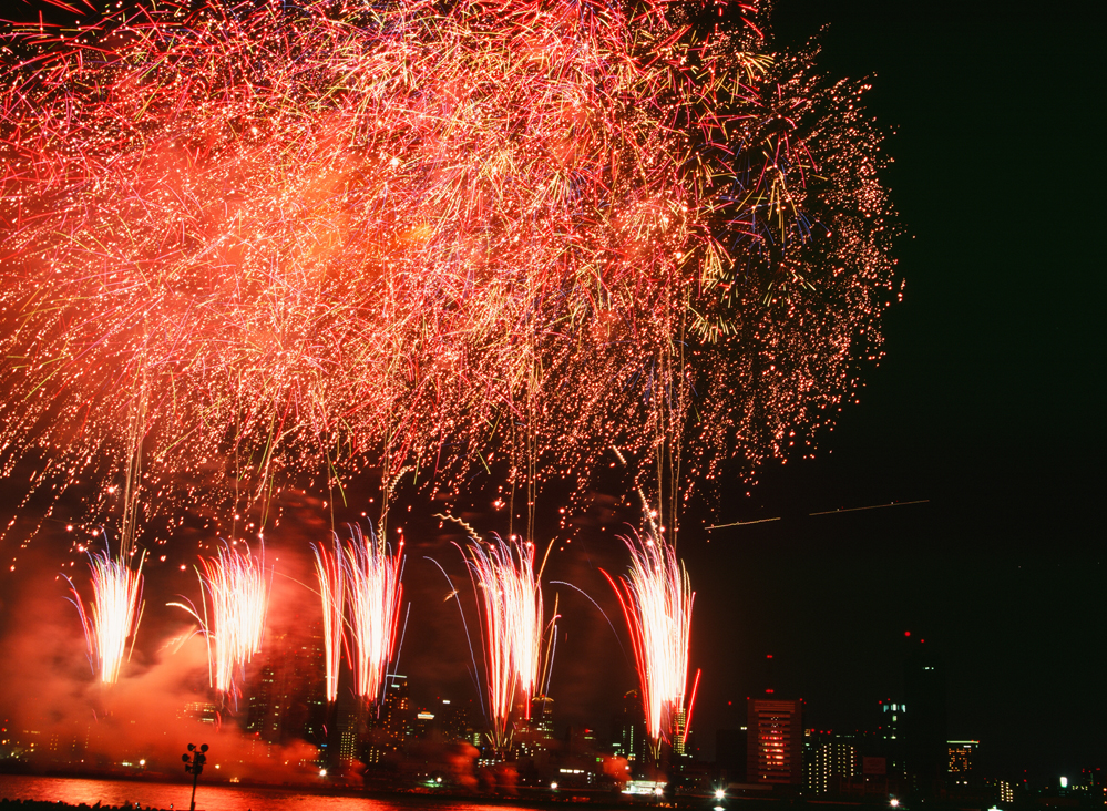 花火のシャワー